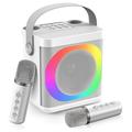 YS307 Home Karaoke Bluetooth Speaker RGB Light Loudspeaker cu 2 microfoane - Argintiu