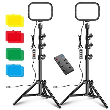 2 lumini LED pe trepied reglabil și 4 filtre de culoare pentru fotografie și video