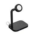 2 în 1 Magnetic Wireless Charger Desktop Wireless Fast Charging Base Stand Dock Station pentru Apple Watch/iPhone - Negru