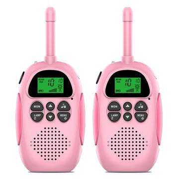 2Pcs DJ100 Copii DJ100 Walkie Talkie Jucării pentru copii Interphone Mini Handheld Transceiver 3KM Range UHF Radio cu Lanyard - Pink + Pink