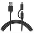 Cablu MicroUSB Și Tip-C 4smarts ComboCord Fabric - 1m - Negru