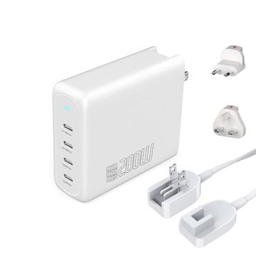 Încărcător de birou / de perete 4smarts GaN Flex Pro 200W - 4x USB - Alb