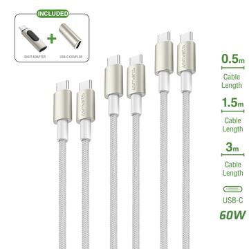 4smarts PremiumCord 60W USB-C Cable Set cu Adaptor Digit și cuplaj