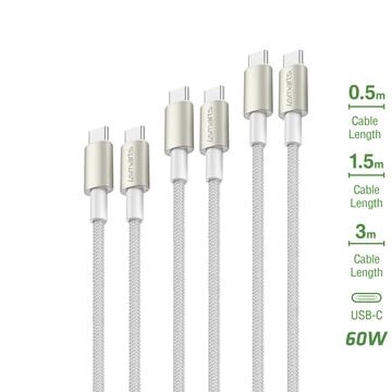 4smarts PremiumCord USB-C/USB-C Set cablu 60W - 0.5m, 1.5m, 3m - 3 buc.