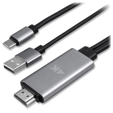 4smarts Adaptor cablu USB-C / HDMI 4K UHD - 1,8 m - negru