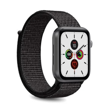 Apple Watch Ultra 2/Ultra/9/8/SE (2022)/7/SE/6/5/4/3/3/2/1 Puro Nylon Sport Strap - 49mm/45mm/44mm/42mm - Negru