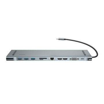 Baseus 11 în 1 HUB Enjoyment Series USB Type-C Docking Station CATSX-G0G - Gri