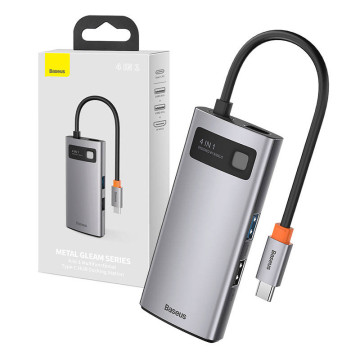 Hub 4in1 Baseus Metal Gleam Series CAHUB-CY0G, USB-C la USB-C 3.0 + USB 2.0 + HDMI + USB-C PD