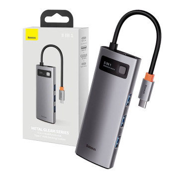 Hub 5in1 Baseus Metal Gleam Series CAHUB-CX0G, USB-C la 3x USB 3.0 + HDMI + USB-C PD