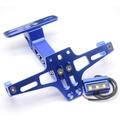 Reglabil CNC din aliaj de aluminiu din aliaj de aluminiu pentru motociclete Suportul plăcii de înmatriculare pentru biciclete Suport telescopic cu lumină LED - albastru