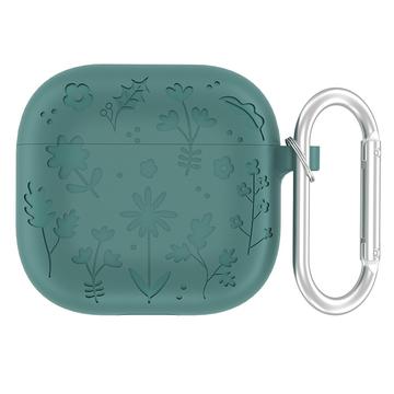 AirPods 4 Carcasă din silicon lichid cu model floral și carabină - verde închis