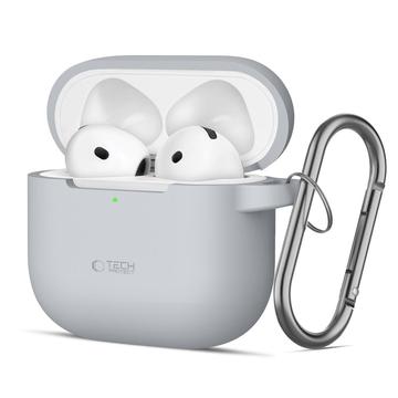 Carcasă cu cârlig din silicon AirPods 4 Tech-Protect - Gri creion