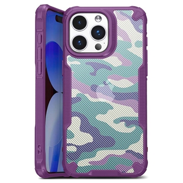 Husă Hibrid iPhone 15 Pro Max - Anti-Shock - Camuflaj - Violet