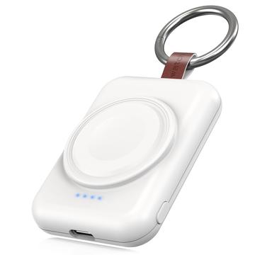 Încărcător wireless portabil Apple Watch cu breloc - 1800mAh - alb