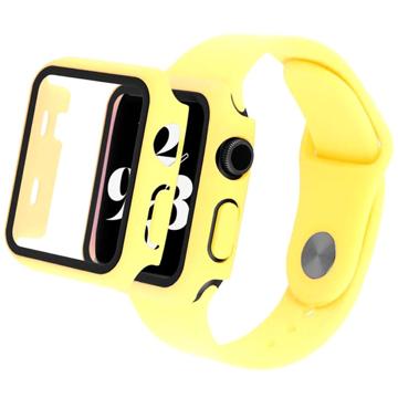 Husă Plastic cu Protector Ecran - 9H - Apple Watch Series 7/8 - 45mm - Galben