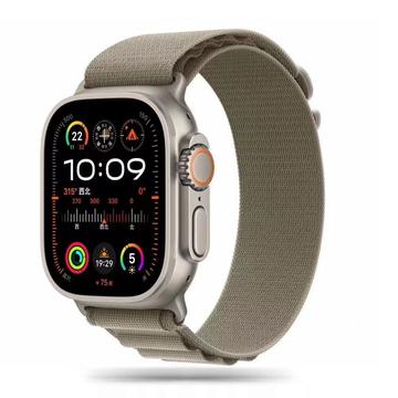 Apple Watch Series Ultra 2/Ultra/9/8/SE (2022)/7/SE/6/5/4/3/2/1 Tech-Protect Nylon Pro Strap - 49mm/45mm/44mm/42mm - Titan / Măslin