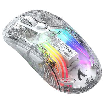 Mouse fără fir transparent Attack Shark X2 cu RGB - alb