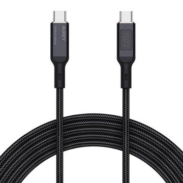 Aukey CB-MCC101 Cablu USB-C cu afișaj LCD - 100W, 1m - Negru