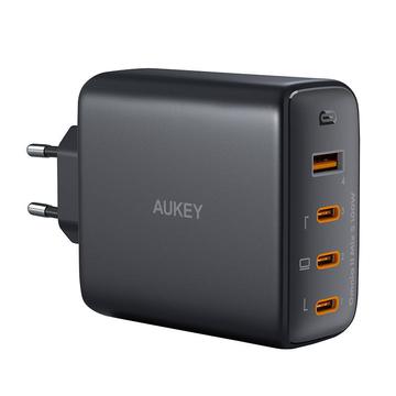 Aukey PA-B7S Omnia II Mix S încărcător de perete 100W - încărcător GaN cu 1 port USB-A și 3 porturi USB-C - negru