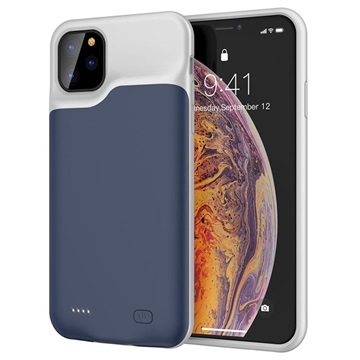 Husă Cu Baterie Externă iPhone 11 Pro Max - 6500mAh - Albastru Închis / Gri