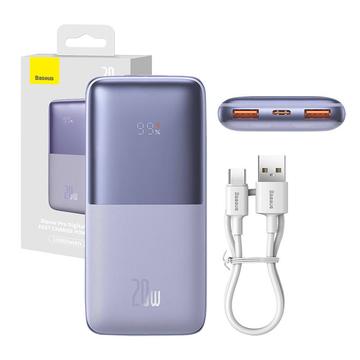 Baseus Bipow Pro Digital Display Fast Charge Power Bank 10000mAh/20W - 2xUSB, USB-C - Violet