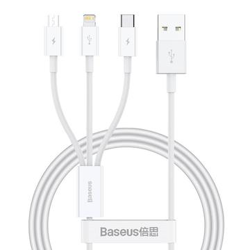 Baseus Superior Series 3 în 1 cablu de încărcare rapidă - 1m, 3.5A - Alb