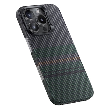 Husă iPhone 16 Pro Benks Kevlar Aramid Fiber - compatibil MagSafe - gri / verde