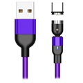 Cablu Magnetic Rotativ Împletit USB Tip-C - 2m (Ambalaj Deschis - Satisfăcător) - Violet