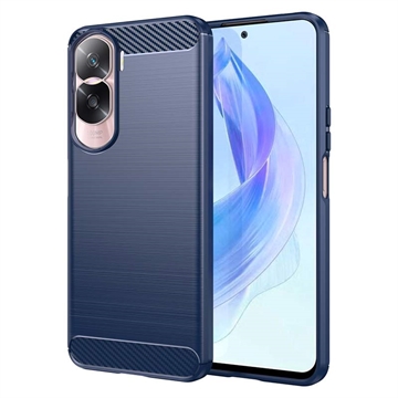 Husă TPU Periat Honor 90 Lite/X50i - Fibră De Carbon - Albastru