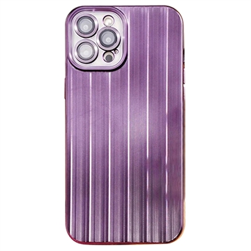 Husă TPU Periată iPhone 12 Pro cu Protecție Obiectiv Camera - Violet