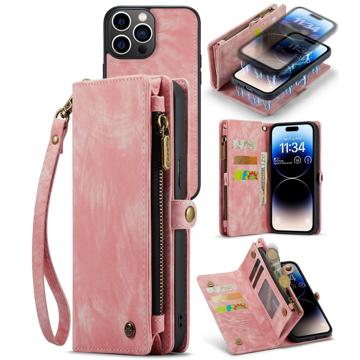 Husă Portofel iPhone 14 Pro Max - Caseme 2-în-1 Multifunctional - Roz