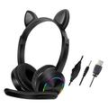 Cat Ears AKZ-020 Căști Over-Ear cu fir pentru copii / Căști pentru jocuri cu microfon - Negru