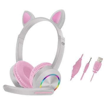 Cat Ears AKZ-020 Căști Over-Ear cu fir pentru copii / Căști pentru jocuri cu microfon - gri