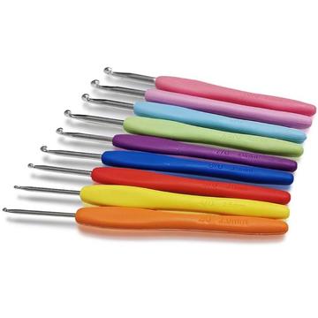 Set cârlig croșetat din aluminiu cu mâner ergonomic din plastic - 9 buc.