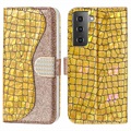 Husă Portofel Samsung Galaxy S21 FE 5G - Croco Bling - Auriu