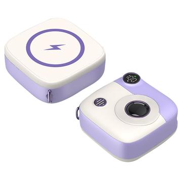 Cute Mini PD 10000mAh Wireless Power Bank E49 - 20W - Violet