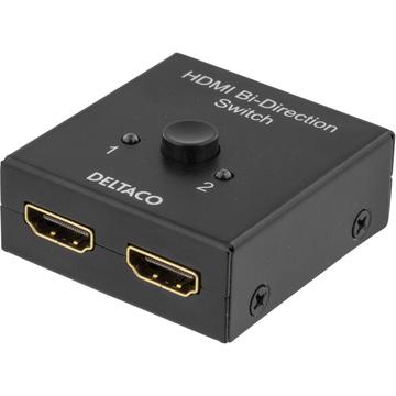 Comutator HDMI bi-direcțional cu 2 porturi Deltaco - negru