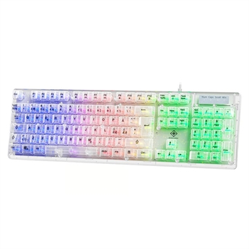 Tastatura de gaming transparentă Deltaco DK250 cu comutatoare cu membrană - Layout Nordic, iluminare din spate RGB