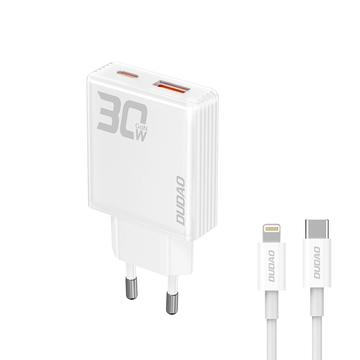 Dudao A30EUL 30W încărcător de perete GaN cu cablu Lightning - alb