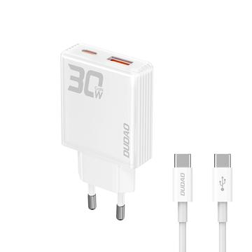 Dudao A30EUT Încărcător de perete GaN 30W cu cablu USB-C - alb