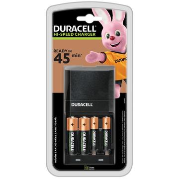 Încărcător de baterii Duracell CEF27 Hi-Speed cu 2 baterii AAA, 2 baterii AA