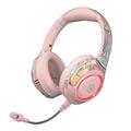 EL-A2 Căști de jocuri pliabile cu cască de jocuri Graffiti Cool Headphone cu microfon Căști Bluetooth montate pe cap - Roz