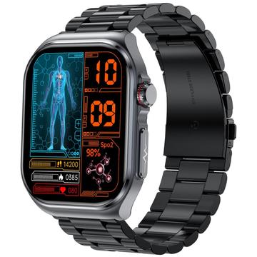 ET585 Smartwatch cu afișaj AMOLED cu ECG, apel de urgență SOS - Negru