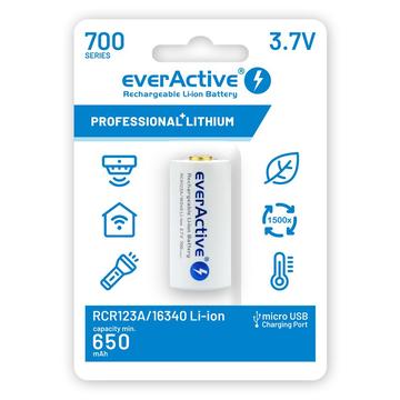 Baterie reîncărcabilă EverActive RCR123/16340 cu port microUSB 700mAh