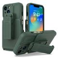 Husă Hibridă iPhone 14 Plus cu Clemă Curea - Seria Explorer - Verde Închis