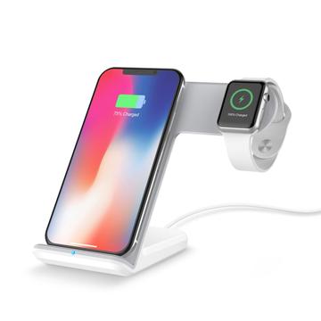 F11 2-in-1 Telefon mobil Smart Watch Suport de încărcare fără fir Qi Wireless Fast Charger pentru iPhone Samsung Apple Watch