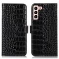 Husă Piele Portofel cu RFID Samsung Galaxy S23 5G - Crocodile - Negru