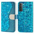 Husă Portofel Samsung Galaxy S23 5G - Croco Bling - Albastru