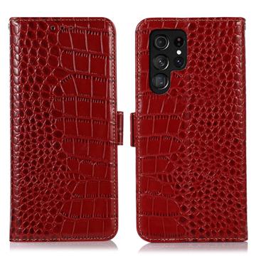 Husă Piele Portofel cu RFID Samsung Galaxy S23 Ultra 5G - Crocodile