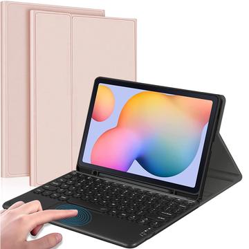 Pentru Samsung Galaxy Tab S6 Lite 2020/2022/2024 Tastatură Bluetooth cu touchpad, husă din piele PU cu suport pentru stilou - roz